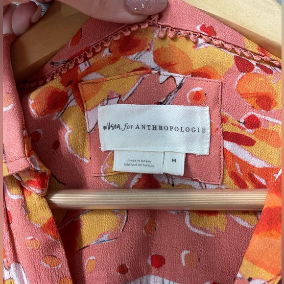 Vera for Anthropologie Floral Sleeveless Button Up Blouse Top Sz Medium - Picture 9 of 9